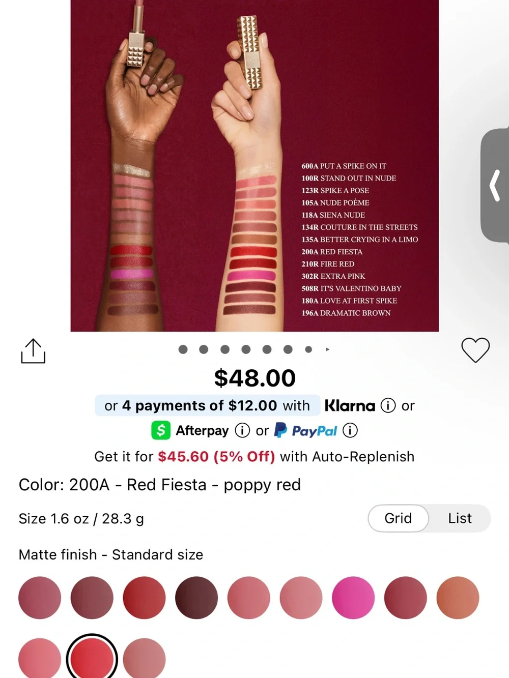 Valentino Spike Valentino Buttery Matte Lipstick – 200A Red Fiesta ❤️